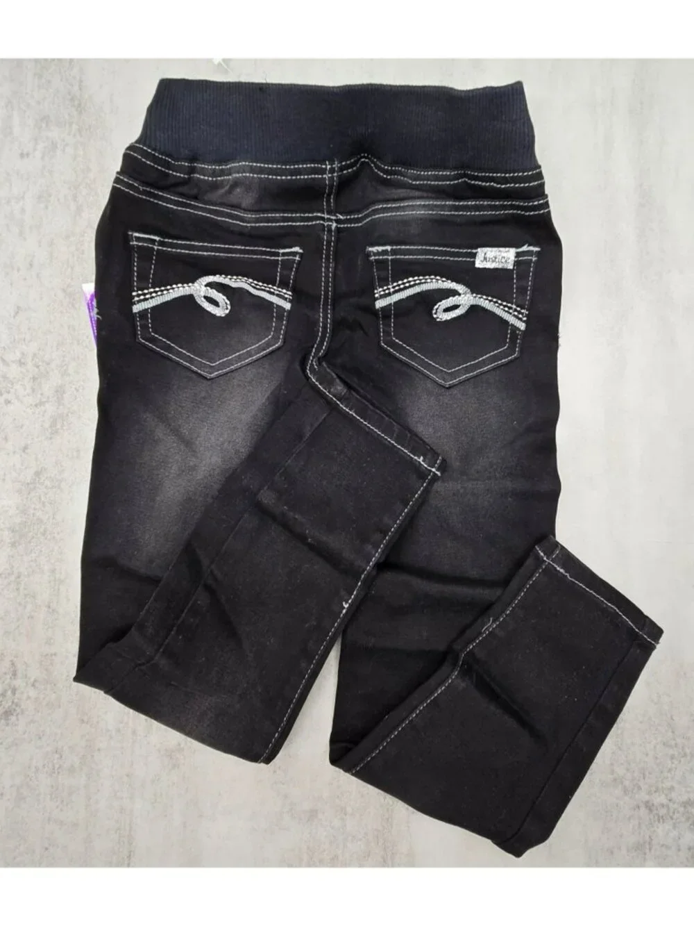 Justice Girls Black Simply Low Jegging Pants Drawstring Waist Size 7R NWT JJ4282